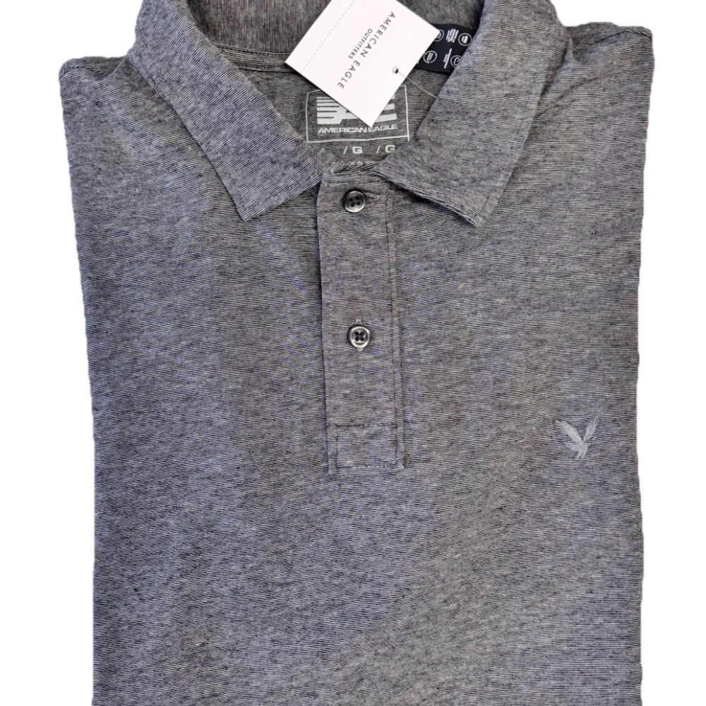 American Eagle NWT Men’s Super Soft Logo Polo Gray Heather Large